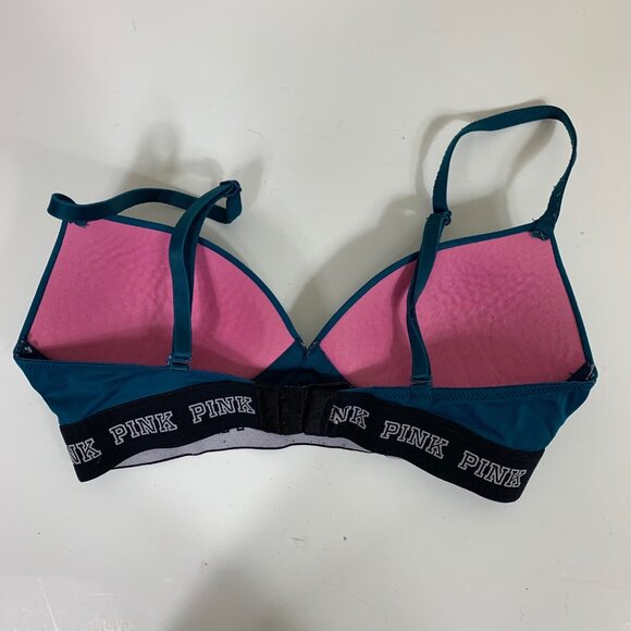 PINK Wear Everywhere Wireless Push-up Bra in Teal - Size 32C - Picture 3 of 4